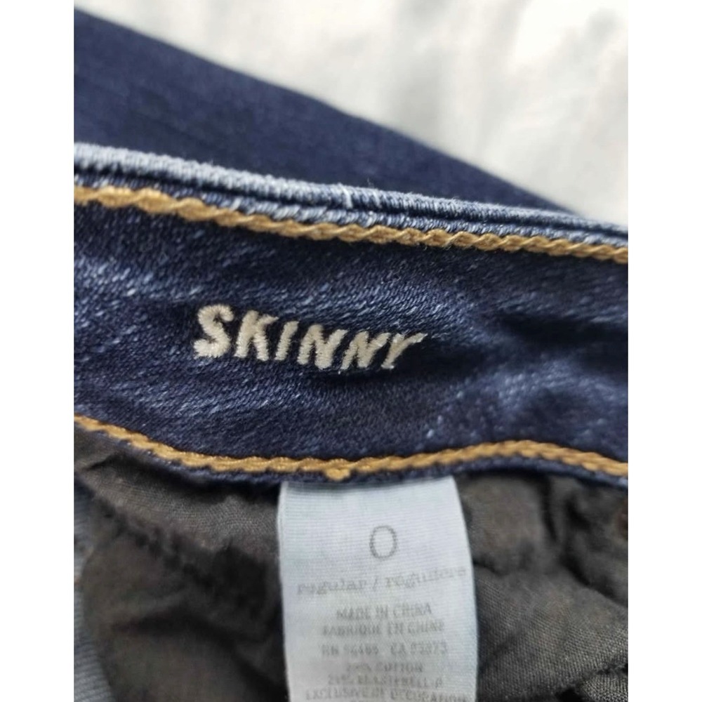 American Eagle Women's Dark Blue Skinny Stretch Denim Jeans Size 0 Regular - Picture 4 of 4